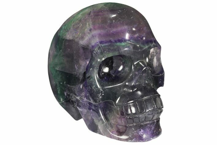 Colorful, Banded (Rainbow) Fluorite Skull #110100